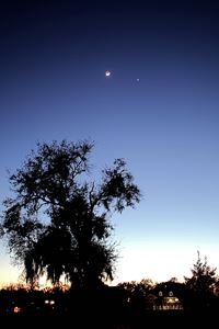 Crescent Moon, Venus and Mars (click to enlarge)