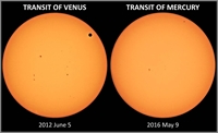 Transit of Venus and Mercury Compared (click to enlarge)
